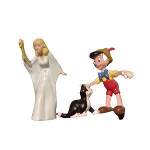 2 Figures DISNEY PINOCCHIO With FIGARO the Cat And Fairy
